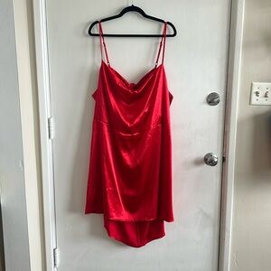 Cowl neck shiny dress